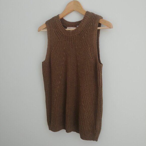 Philosophy sleeveless thick knit sweater olive brown Medium - Picture 4 of 16